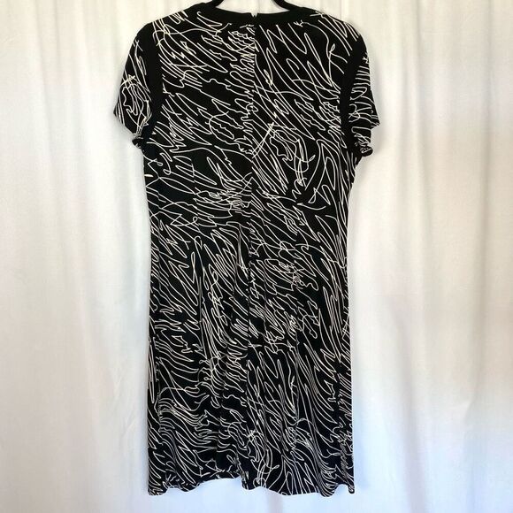 Vintage Designer Chetta B Black & White Dress Knee Length Mini Short Sleeve - Picture 7 of 10